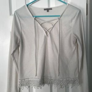 Charlotte Russe white lace up top LAST CALL